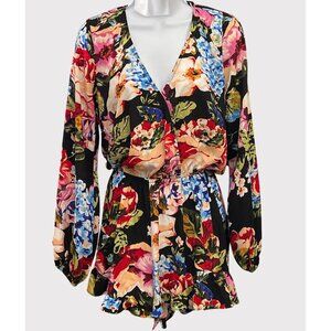 Show Me Your Mumu Fall Floral Romper Long Sleeve Boho Festival Small Cottagecore